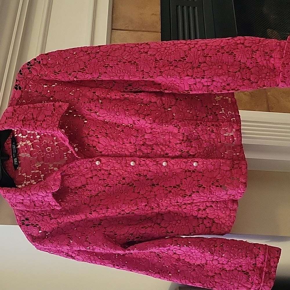 Zara short pink lace top/blazer